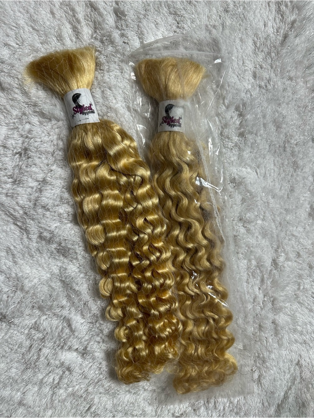 100% Italian Human hair curly piece for Boho Braids 18” 200g color Blonde full